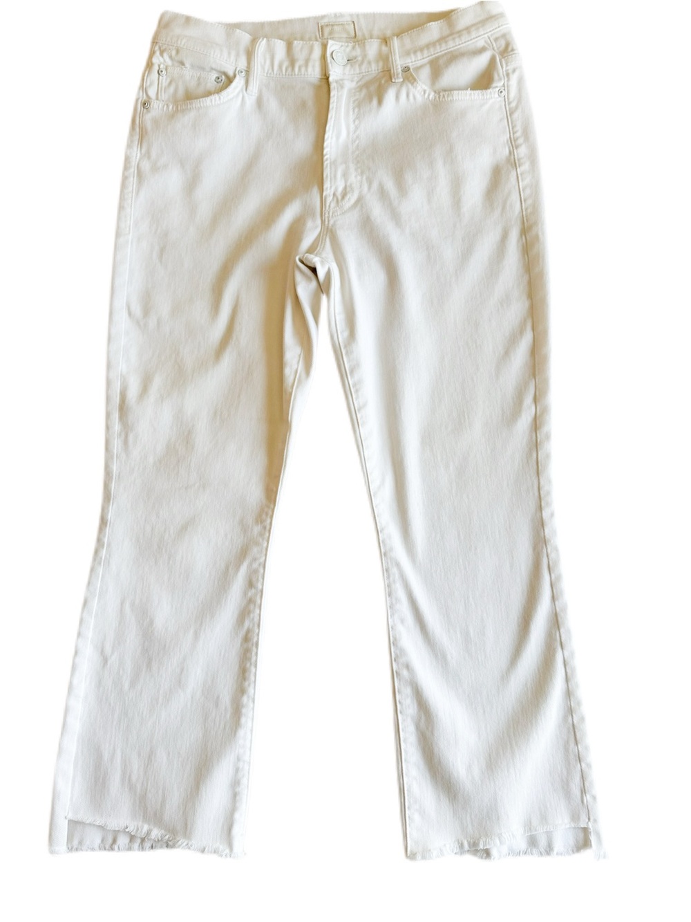 MOTHER Insider Crop Step Fray Glass Slipper White Jeans Size 28